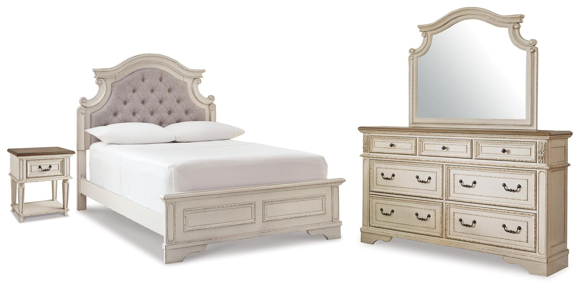 Haines Furniture Outlet - Ashley Furniture - Realyn King Panel Bed, Dresser, Mirror and Nightstand - King Panel Bed, Dresser, Mirror and Nightstand - B743B78