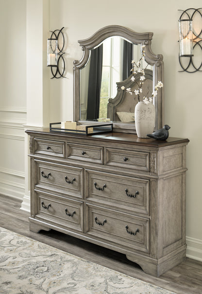 Haines Furniture Outlet - Ashley Furniture - Lodenbay Bedroom - Dresser and Mirror / Antique Gray/Brown - B751B1