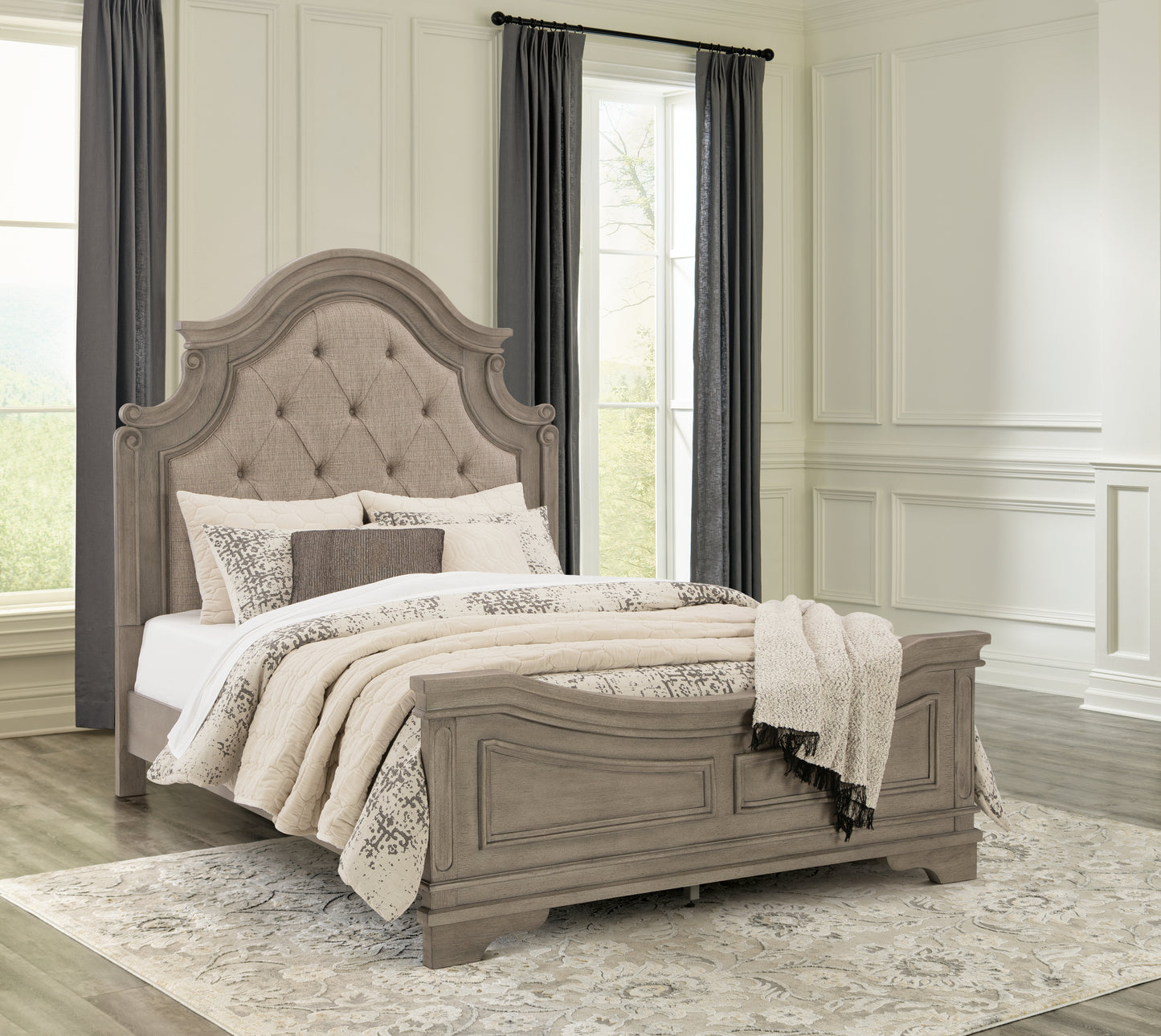 Haines Furniture Outlet - Ashley Furniture - Lodenbay Bedroom - Queen Panel Bed / Antique Gray - B751B2