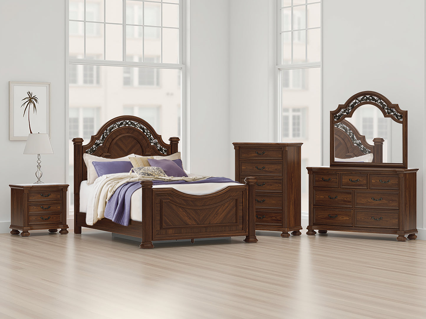 Haines Furniture Outlet - Ashley Furniture - Lavinton Bedroom - Queen Poster Bed / Brown - B764B5