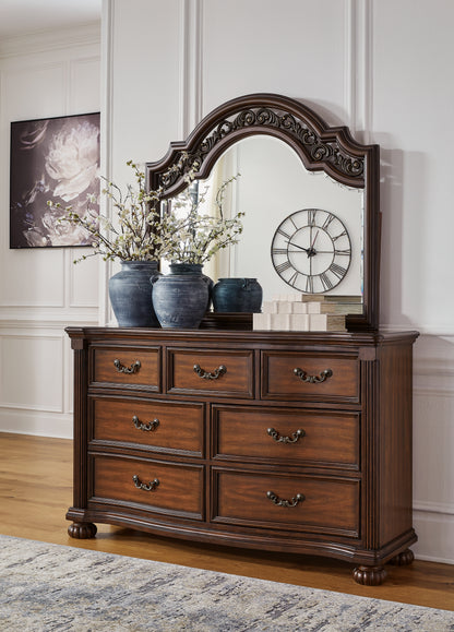 Haines Furniture Outlet - Ashley Furniture - Lavinton Bedroom - Dresser and Mirror / Brown - B764B1