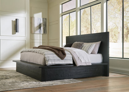 Haines Furniture Outlet - Ashley Furniture - Londer Bedroom - King Panel Bed / Black - B768B4