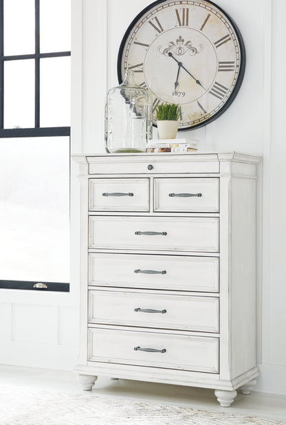 Haines Furniture Outlet - Ashley Furniture - Kanwyn Bedroom - Chest / Whitewash - B777-46