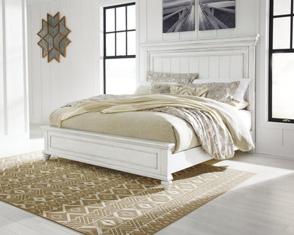 Haines Furniture Outlet - Ashley Furniture - Kanwyn Bedroom - California King Panel Bed / Whitewash - B777B11