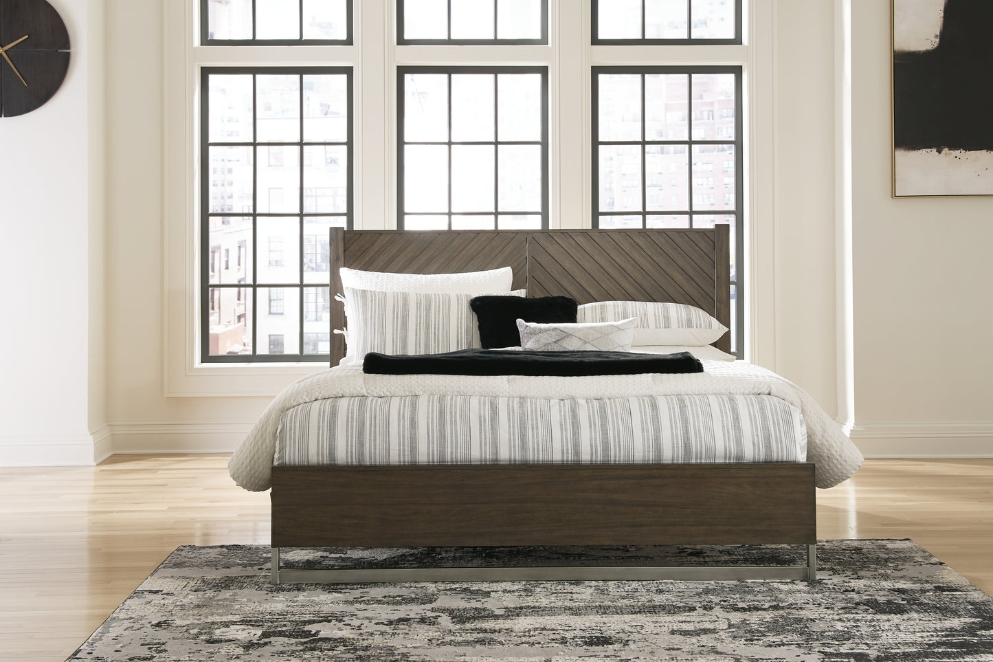 Haines Furniture Outlet - Ashley Furniture - Arkenton Bedroom - California King Panel Bed / Grayish Brown - B786B5