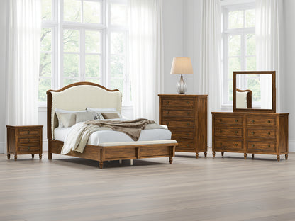 Haines Furniture Outlet - Ashley Furniture - Sturlayne Bedroom - Queen Upholstered Panel Bed / Brown - B787B2