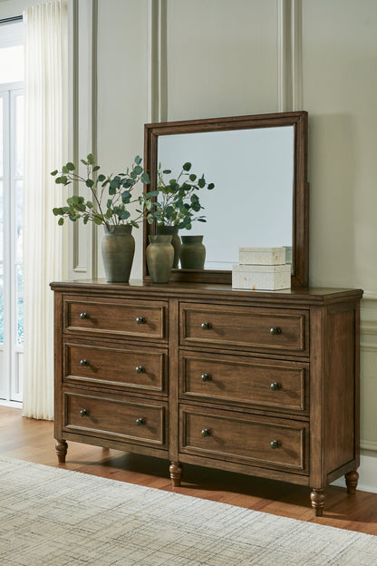 Haines Furniture Outlet - Ashley Furniture - Sturlayne Bedroom - Dresser and Mirror / Brown - B787B1
