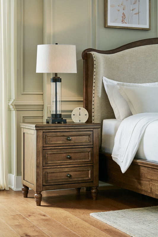 Haines Furniture Outlet - Ashley Furniture - Sturlayne Bedroom - Three Drawer Night Stand / Brown - B787-93