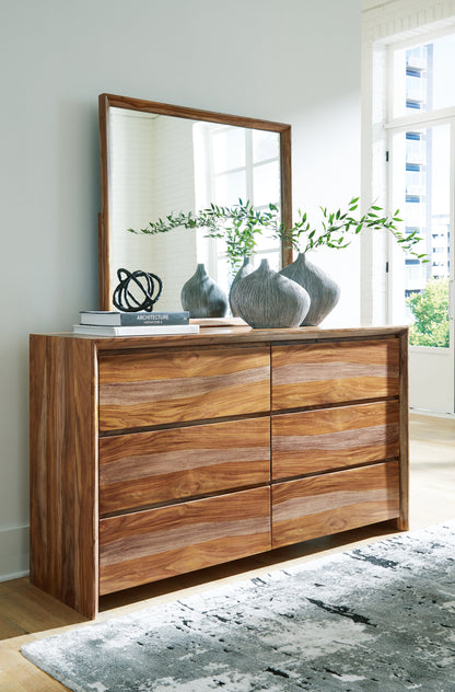 Haines Furniture Outlet - Ashley Furniture - Dressonni Bedroom - Dresser and Mirror / Brown - B790B1