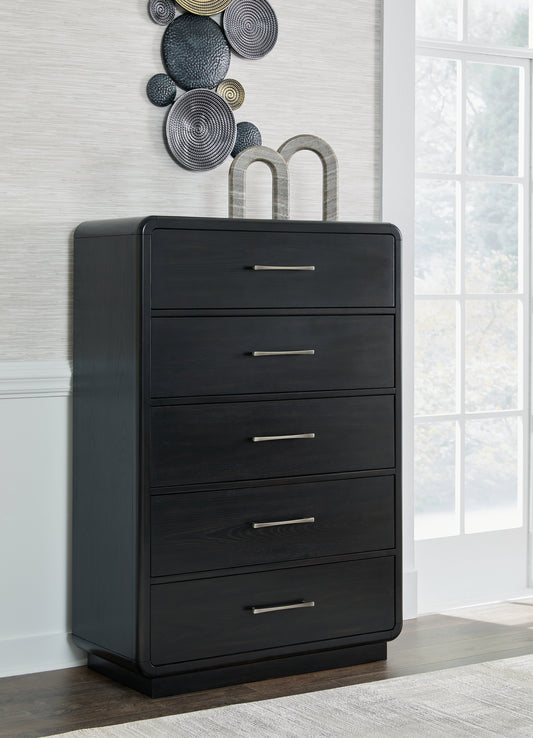 Haines Furniture Outlet - Ashley Furniture - Rowanbeck Bedroom - Queen Upholstered Panel Bed / Gray/Black - B821B2