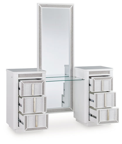 Haines Furniture Outlet - Ashley Furniture - Chalanna Vanity with Mirror - Vanity with Mirror / White - B822B7