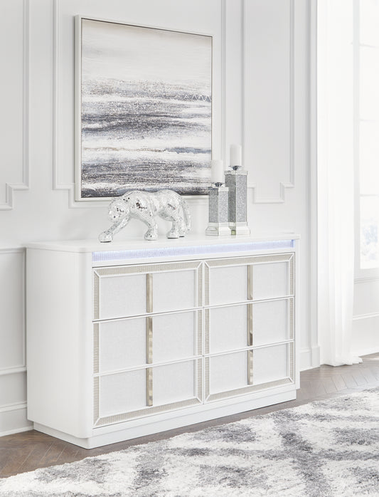 Haines Furniture Outlet - Ashley Furniture - Chalanna Bedroom - Dresser and Mirror / White - B822B1