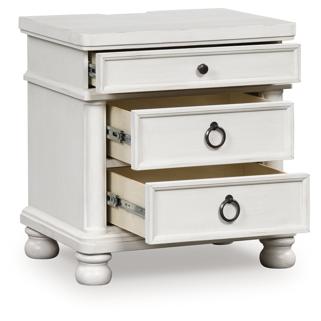Haines Furniture Outlet - Ashley Furniture - Rowlenstown Bedroom - Three Drawer Night Stand / Antique White - PCB823-93