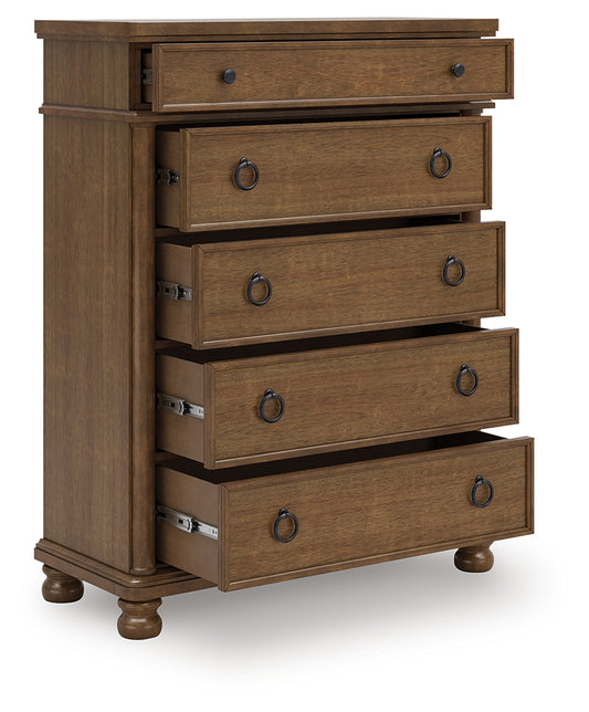 Haines Furniture Outlet - Ashley Furniture - Rowlenstown Bedroom - King Poster Bed / Brown - PCB824B4