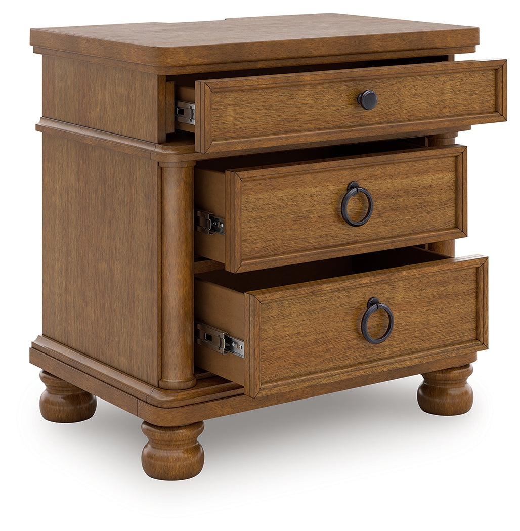 Haines Furniture Outlet - Ashley Furniture - Rowlenstown Bedroom - Three Drawer Night Stand / Brown - PCB824-93