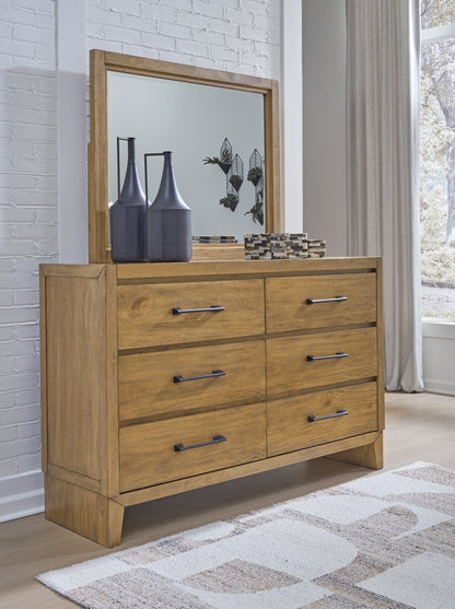 Haines Furniture Outlet - Ashley Furniture - Sherbana Bedroom - Dresser and Mirror / Light Brown - B833B1