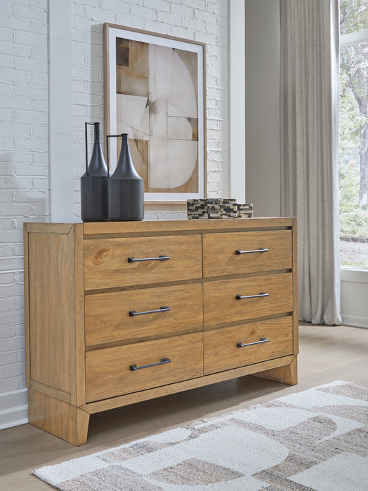 Haines Furniture Outlet - Ashley Furniture - Sherbana Bedroom - California King Panel Bed / Light Brown - B833B5