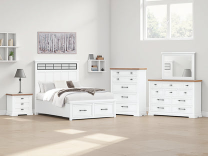Haines Furniture Outlet - Ashley Furniture - Ashbryn Bedroom - Queen Panel Storage Bed / White/Natural - B844B2