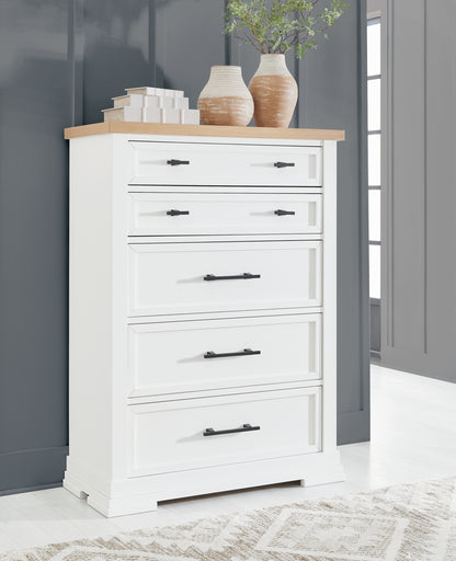 Haines Furniture Outlet - Ashley Furniture - Ashbryn Bedroom - California King Panel Storage Bed / White/Natural - B844B5