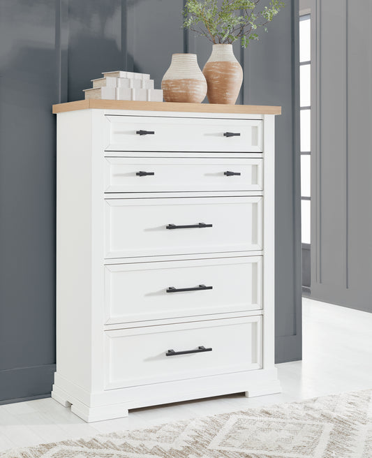 Haines Furniture Outlet - Ashley Furniture - Ashbryn Bedroom - California King Panel Storage Bed / White/Natural - B844B5