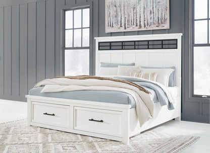 Haines Furniture Outlet - Ashley Furniture - Ashbryn Bedroom - California King Panel Storage Bed / White/Natural - B844B5