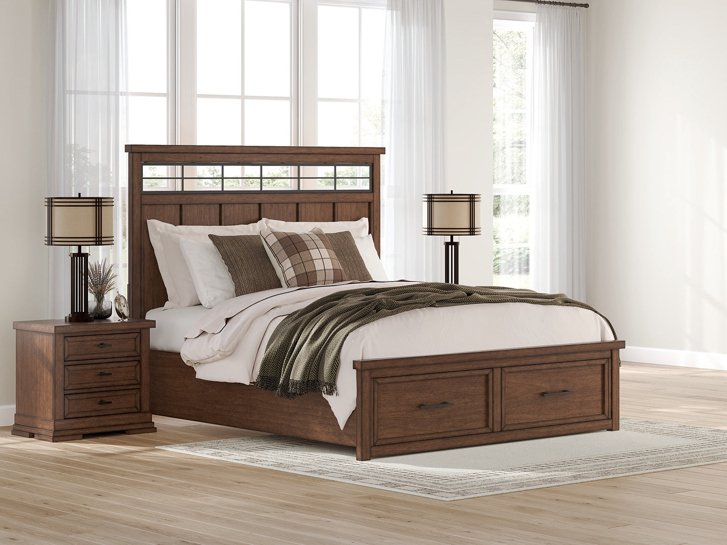 Haines Furniture Outlet - Ashley Furniture - Taffenbrook Bedroom - Five Drawer Chest / Medium Brown - B849-46