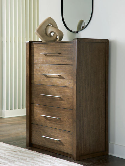 Haines Furniture Outlet - Ashley Furniture - Marxmore Bedroom - Five Drawer Chest / Brown - B863-46