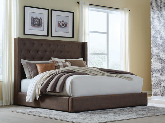 Haines Furniture Outlet - Ashley Furniture - Lavernty Bedroom - King Upholstered Storage Bed - PCB9002B2