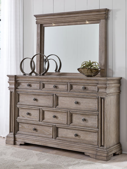 Haines Furniture Outlet - Ashley Furniture - Blairhurst Bedroom - Dresser and Mirror / Light Grayish Brown - B916B1