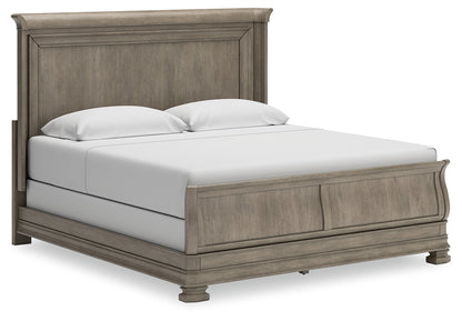 Haines Furniture Outlet - Ashley Furniture - Lexorne Bedroom - California King Sleigh Bed / Gray - B924B5