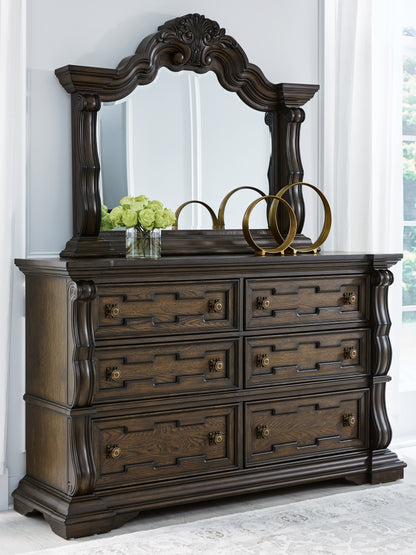 Haines Furniture Outlet - Ashley Furniture - Maylee Bedroom - Dresser and Mirror / Dark Brown - B947B1