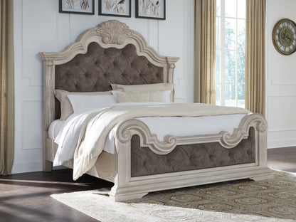 Haines Furniture Outlet - Ashley Furniture - Bruchandi Bedroom - King Upholstered Panel Bed / Antique White - PCB948B4