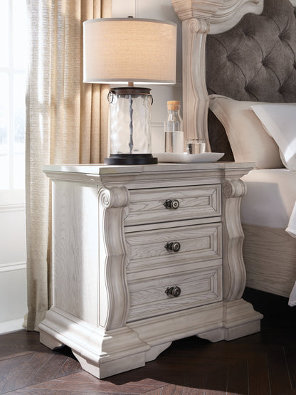 Haines Furniture Outlet - Ashley Furniture - Bruchandi Bedroom - Three Drawer Night Stand / Antique White - PCB948-93