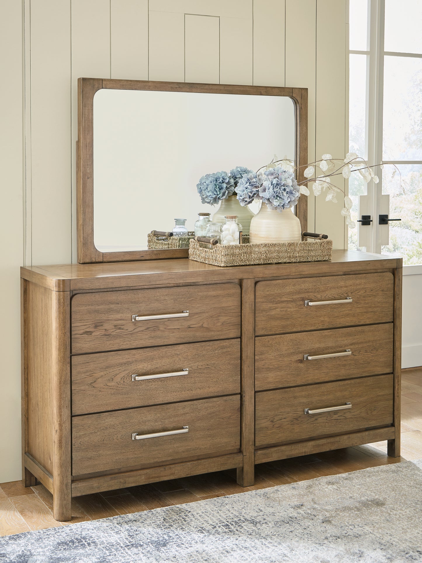 Haines Furniture Outlet - Ashley Furniture - Cabalynn Bedroom - Dresser and Mirror / Light Brown - B974B1