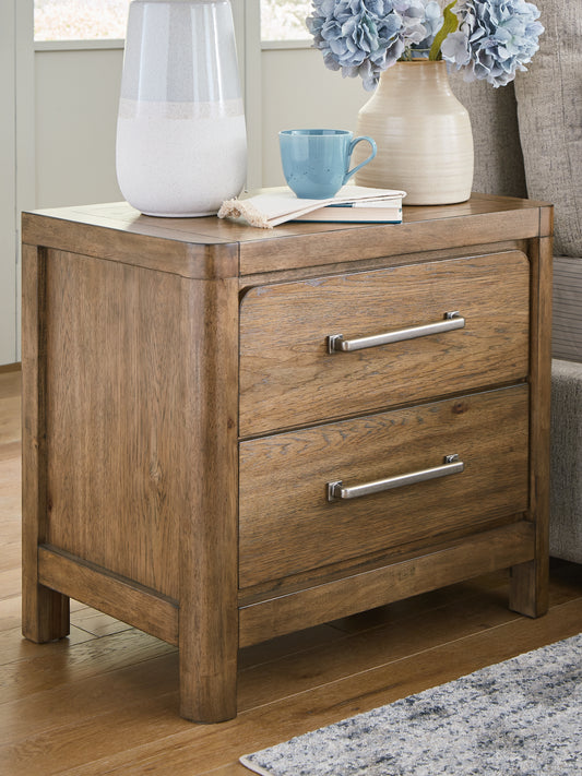 Haines Furniture Outlet - Ashley Furniture - Cabalynn Bedroom - California King Panel Bed with Storage / Light Brown - B974B9