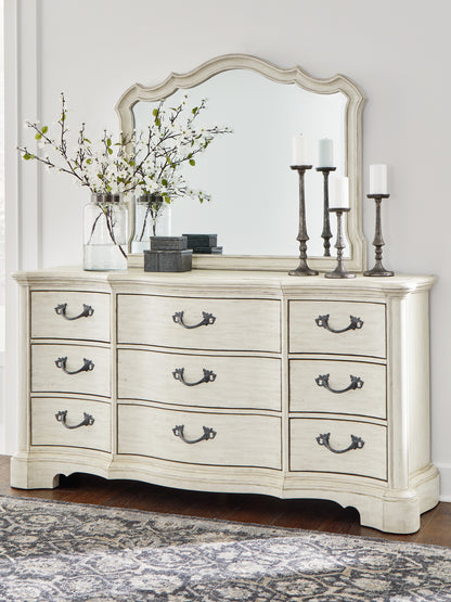 Haines Furniture Outlet - Ashley Furniture - Arlendyne Bedroom - Dresser and Mirror / Antique White - B980B1