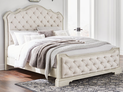 Haines Furniture Outlet - Ashley Furniture - Arlendyne Bedroom - California King Upholstered Bed / Antique White - B980B5