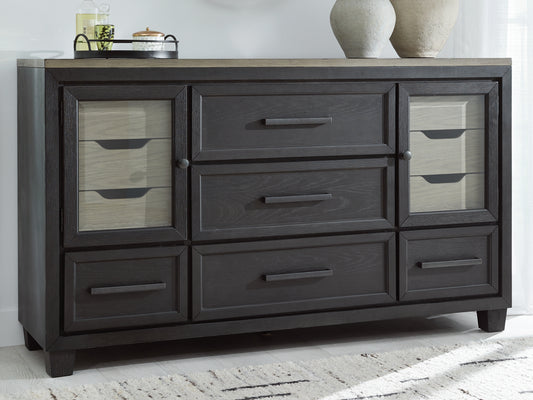 Haines Furniture Outlet - Ashley Furniture - Foyland Bedroom - Two Drawer Night Stand / Black/Brown - B989-92