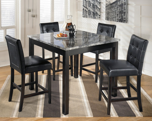 Haines Furniture Outlet - Ashley Furniture - Maysville Dining Room - Square Counter TBL Set (5/CN) / Black - D154-223