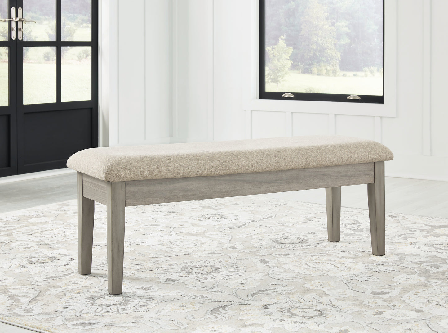 Haines Furniture Outlet - Ashley Furniture - Parellen Dining Room - Upholstered Storage Bench / Beige/Gray - D291-00