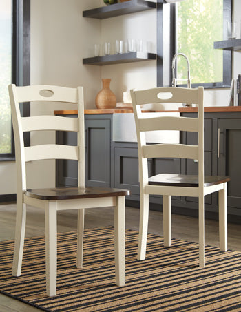 Haines Furniture Outlet - Ashley Furniture - Woodanville Dining Room - Dining Chair (Set of 2) / Cream/Brown - D335-01X2