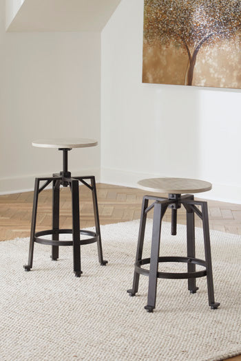 Haines Furniture Outlet - Ashley Furniture - Karisslyn Dining Room - Counter Height Stool (Set of 2) / Whitewash/Black - D336-024X2