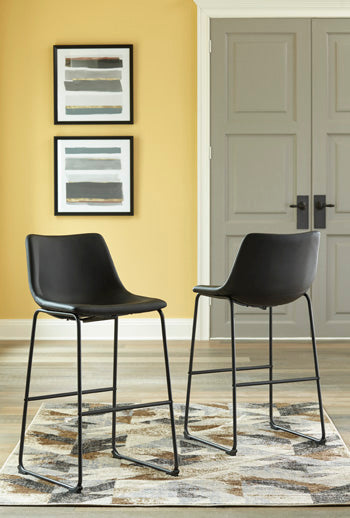Haines Furniture Outlet - Ashley Furniture - Centiar Dining Room - Pub Height Bar Stool (Set of 2) / Black - D372-630X2