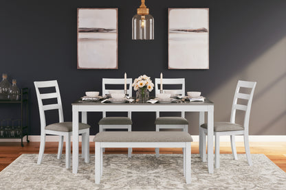 Haines Furniture Outlet - Ashley Furniture - Stonehollow Dining Room - RECT DRM Table Set (6/CN) / White/Gray - D382-325