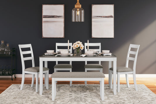 Haines Furniture Outlet - Ashley Furniture - Stonehollow Dining Room - RECT DRM Table Set (6/CN) / White/Gray - D382-325