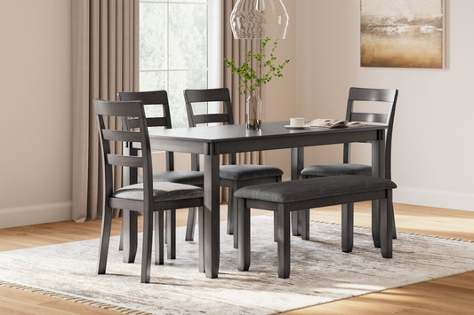Haines Furniture Outlet - Ashley Furniture - Bridson Dining Room - Square Counter TBL Set (5/CN) / Gray - D383-223