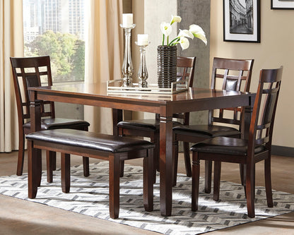 Haines Furniture Outlet - Ashley Furniture - Bennox Dining Room - Dining Room Table Set (6/CN) / Brown - D384-325