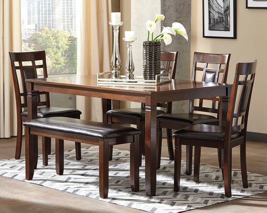 Haines Furniture Outlet - Ashley Furniture - Bennox Dining Room - Dining Room Table Set (6/CN) / Brown - D384-325