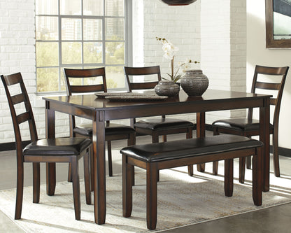 Haines Furniture Outlet - Ashley Furniture - Coviar Dining Room - Dining Room Table Set (6/CN) / Brown - D385-325