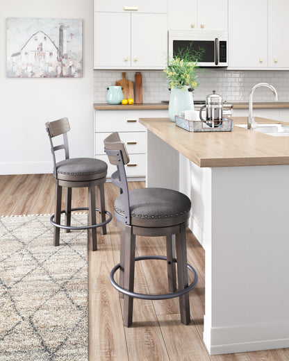 Haines Furniture Outlet - Ashley Furniture - Caitbrook Dining Room - UPH Swivel Barstool (1/CN) / Gray - D388-224